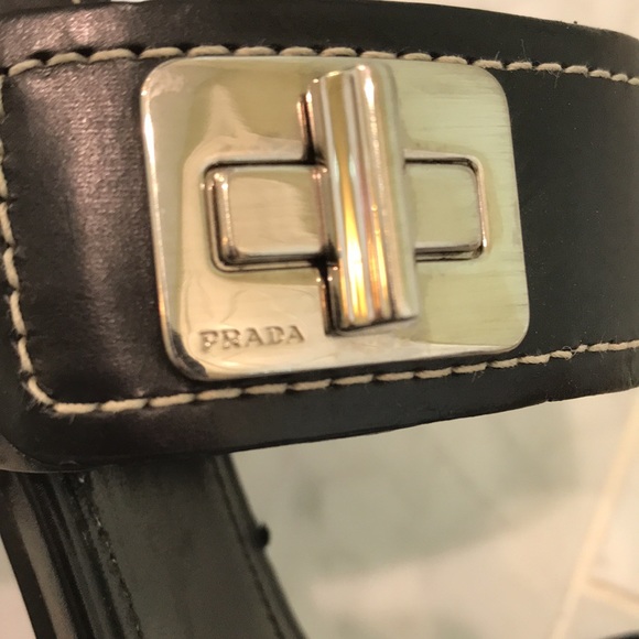 Prada Calzature Donna block heel, sling back sandals with dust bags - Picture 2 of 15